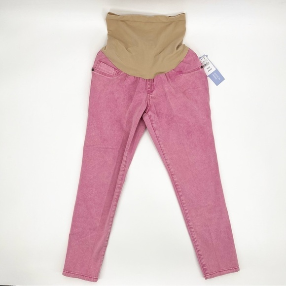 NWT Motherhood Maternity Pink Secret Fit Skinny Jeans - Picture 1 of 8